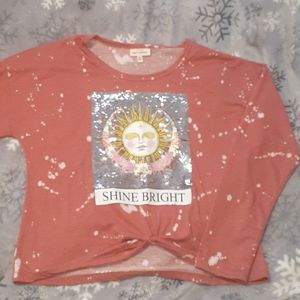 XL Long sleeve sequin girls tee never worn